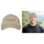 Business Text Embroidered on Khaki Cap<br><div class="desc">Khaki cap that you can customise by typing your business name, city or town and state. The text will be embroidered on the cap. You can include it in your promotional products, giveaway items or gifts to your customers or clients, a marketing strategy to advertise your business or to promote...</div>