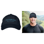 Business Text Embroidered on Navy Cap<br><div class="desc">Navy cap that you can customise by typing your business name, city or town and state. The text will be embroidered on the cap. You can include it in your promotional products, giveaway items or gifts to your customers or clients, a marketing strategy to advertise your business or to promote...</div>