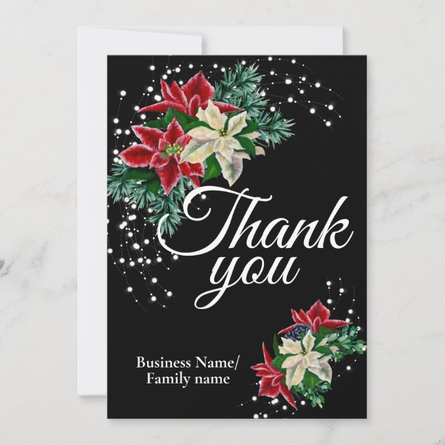 Business Thank You Appreciation Floral Black (Front)