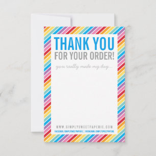 BUSINESS THANK YOU bright colourful rainbow stripe Card