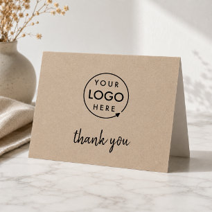Business Thank You Card Custom Logo Rustic Kraft