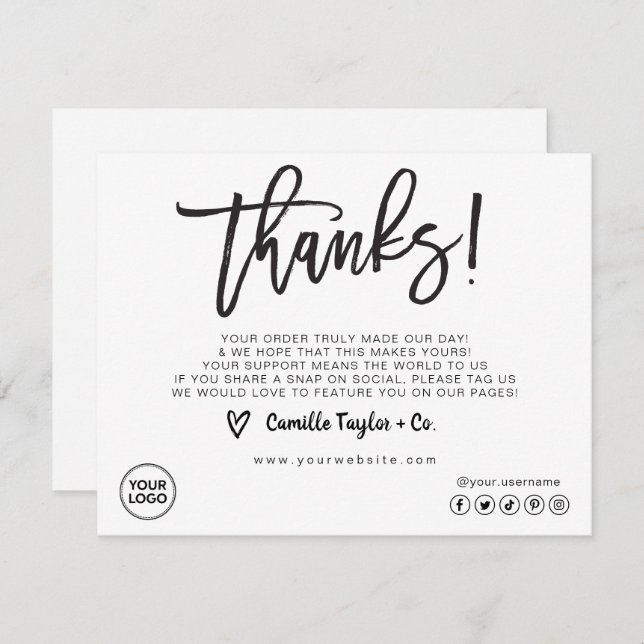 Business Thank You Card / Package Product Insert (Front/Back)
