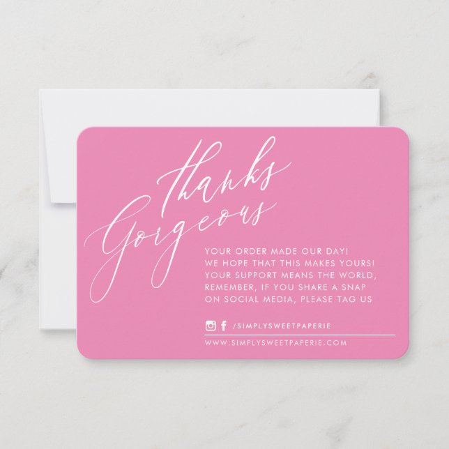 BUSINESS THANK YOU chic calligraphy pink reverse (Front)