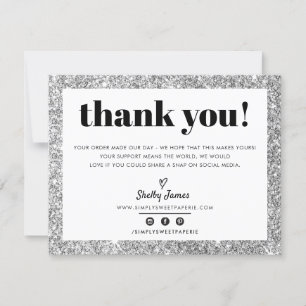 BUSINESS THANK YOU chic glam silver glitter LOGO