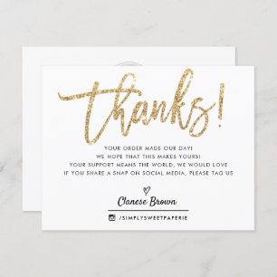 BUSINESS THANK YOU chic gold glitter instagram