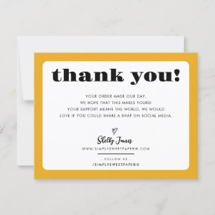 BUSINESS THANK YOU chic logo modern mustard yellow Card