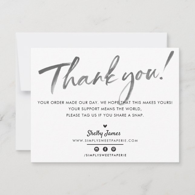 BUSINESS THANK YOU chic modern black ink white (Front)