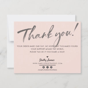 BUSINESS THANK YOU chic modern blush pink INK LOGO