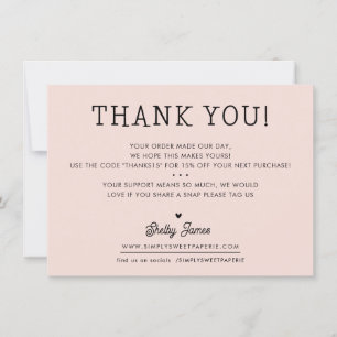 BUSINESS THANK YOU chic simple modern blush pink Card