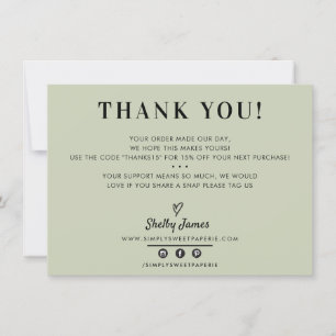 BUSINESS THANK YOU chic simple modern sage green