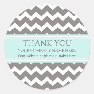 Business Thank You Company Aqua Grey Chevron Classic Round Sticker
