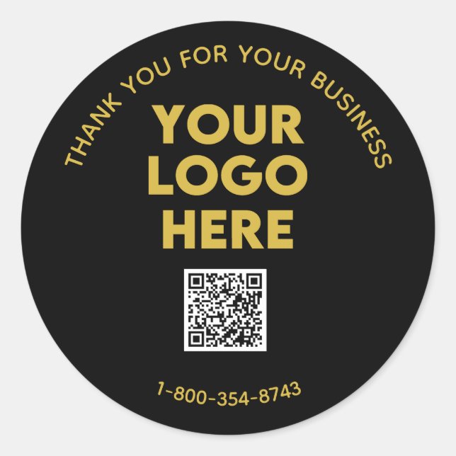 Business Thank You Custom Logo QR Code    Classic Round Sticker (Front)