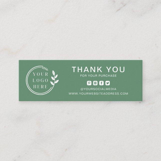 Business Thank You Custom Logo Social Media Mini Business Card (Front)