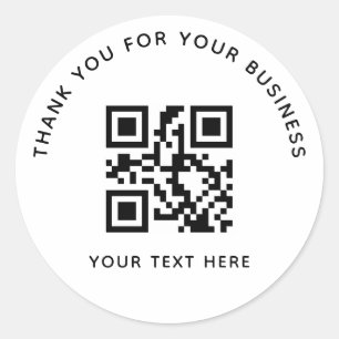 Business Thank You Custom QR Code White Classic Round Sticker