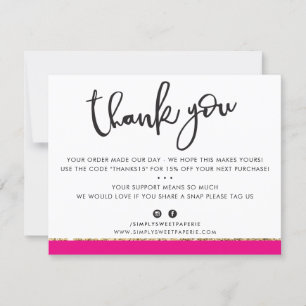 BUSINESS THANK YOU cute elegant pink gold glitter