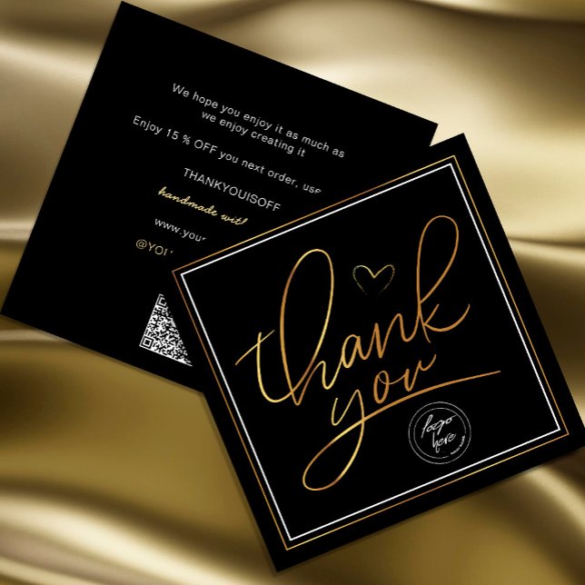 Business Thank You Elegant Black and Gold  (Professional Business Thank You Elegant Black Gold Card. Send and extra special THANK YOU message)
