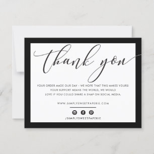BUSINESS THANK YOU elegant modern black white LOGO Card