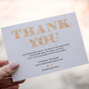 BUSINESS THANK YOU ELEGANT ORANGE SWIRL LOGO  ENCLOSURE CARD
