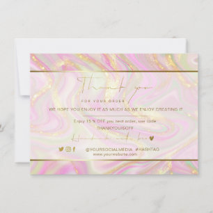Business Thank You Elegant Pink Marble Gold Logo