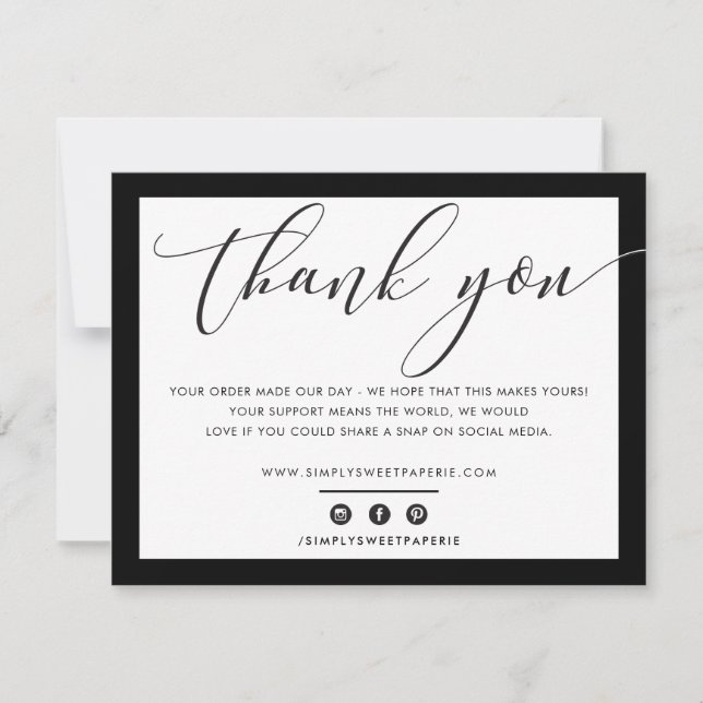 BUSINESS THANK YOU elegant plain black LOGO (Front)