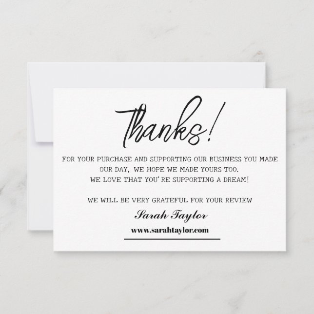 Business Thank You Elegant Script Bold Custom  (Front)