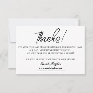 Business Thank You Elegant Script Bold Custom Card
