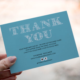 BUSINESS THANK YOU ELEGANT SWIRL LOGO TURQUOISE ENCLOSURE CARD