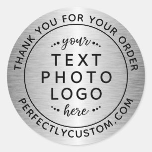 Business thank you for order silver grey gradient classic round sticker