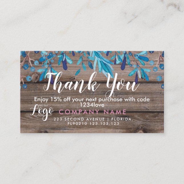 Business Thank You for your business thanks order Business Card (Front)
