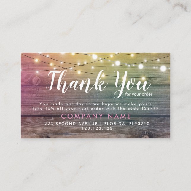 Business Thank You for your business thanks order Card (Front)