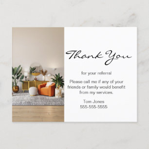 Business Thank You for your referal real estate Bu Postcard