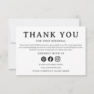 Business Thank You For Your Referral Card
