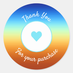Business Thank You Heart Sticker Sunrise Colors