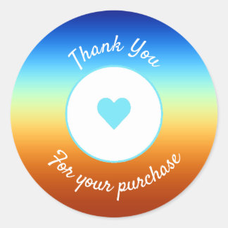 Business Thank You Heart Sticker Sunrise Colors