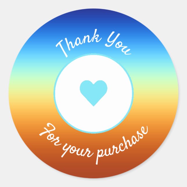 Business Thank You Heart Sticker Sunrise Colors (Front)