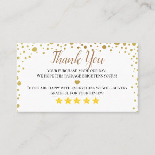 business thank you homemade Gold heart Card