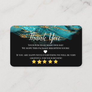 business thank you homemade gold teal heart busine card
