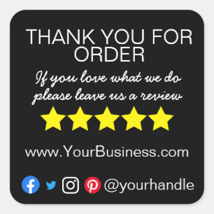 Business Thank You insert card modern packaging Square Sticker