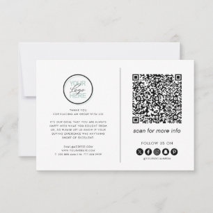 Business Thank You – Logo, QR Code & Social Media Card