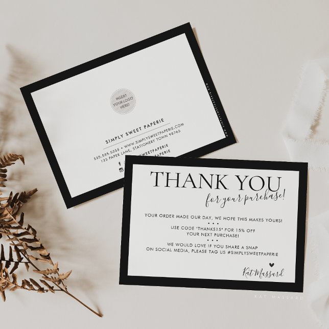 BUSINESS THANK YOU modern chic bold black white (Creator Uploaded)