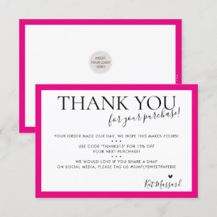 BUSINESS THANK YOU modern chic bold fuschia pink Card