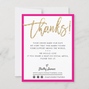 BUSINESS THANK YOU modern chic gold glitter PINK