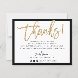 BUSINESS THANK YOU modern chic gold glitter script