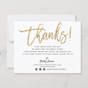BUSINESS THANK YOU modern chic gold glitter script