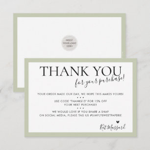 BUSINESS THANK YOU modern chic pale pretty green Card