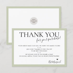 BUSINESS THANK YOU modern chic pale sage green Card