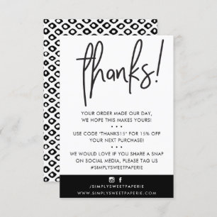 BUSINESS THANK YOU modern custome black white ikat