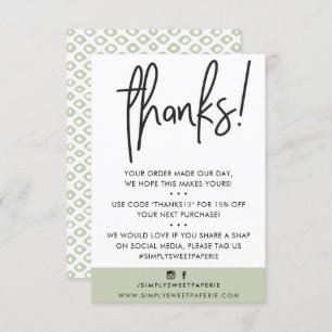 BUSINESS THANK YOU modern customer sage green ikat