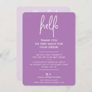 BUSINESS THANK YOU modern hello violet white