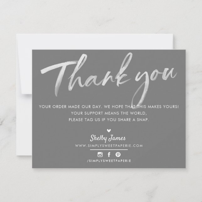 BUSINESS THANK YOU modern medium grey white ink (Front)